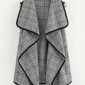 SheIn Waterfall Plaid Vest